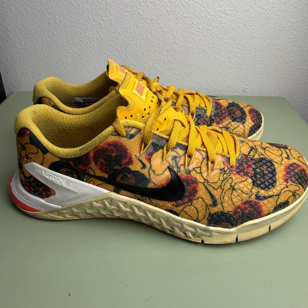 Nike Metcon 4 XD PRM Crossfit Shoes Yellow Floral Women's Size 8